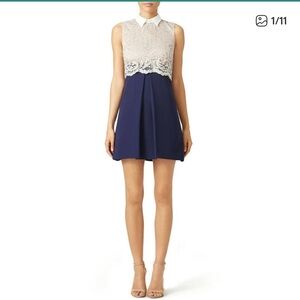 Slate & Willow Navy and Cream Lace Mini Dress